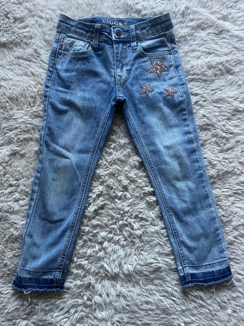 Vigoss Girls Blue Skinny Jeans with Sequin Star Embellishments